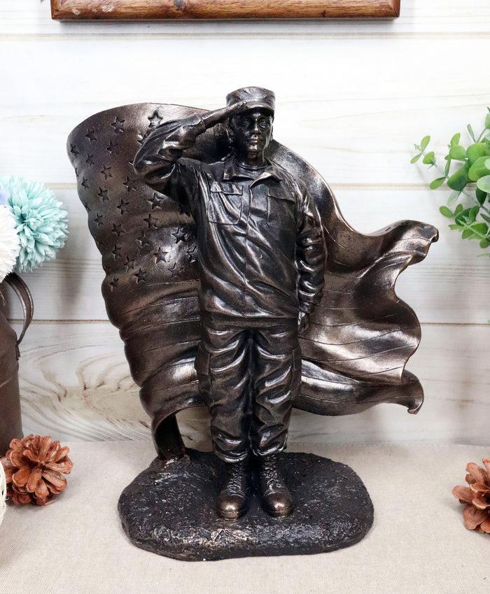 ebros gift Ebros Solemn Tribute Patriotic American Soldier Saluting The Flag Statue USA Military