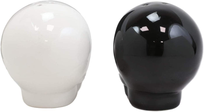 Ebros Gift Ebros Solid Black And White Sugar Skulls Salt And Pepper Shakers Set Ceramic