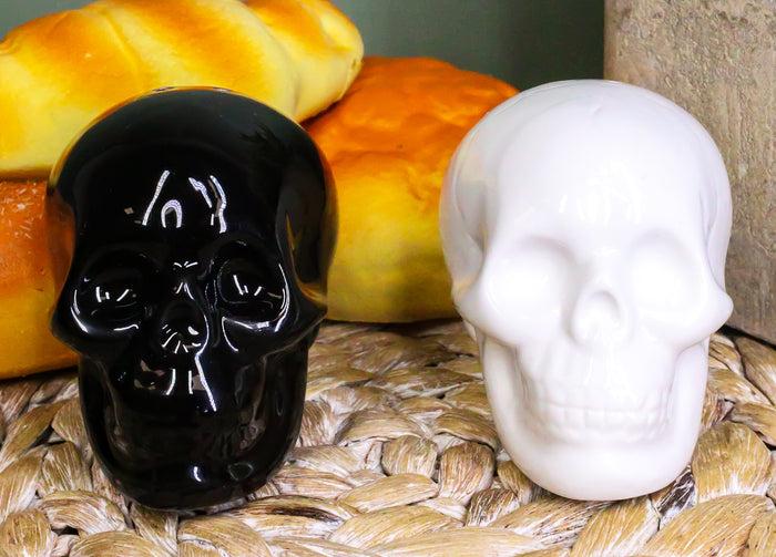 ebros gift Ebros Solid Black And White Sugar Skulls Salt And Pepper Shakers Set Ceramic