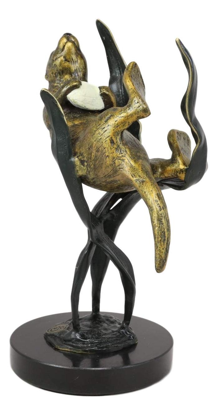 Ebros Gift Ebros Solid Brass Nautical Pacific Ocean Sea Otter Lying On Its Back With Giant Seaweeds Kelp Statue On Marble Base 10" Tall Museum Gallery Quality Marine Weasel Otters Figurine Coastal Decorative