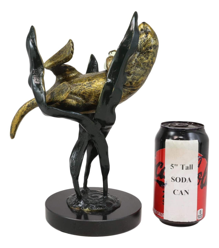 Ebros Gift Ebros Solid Brass Nautical Pacific Ocean Sea Otter Lying On Its Back With Giant Seaweeds Kelp Statue On Marble Base 10" Tall Museum Gallery Quality Marine Weasel Otters Figurine Coastal Decorative