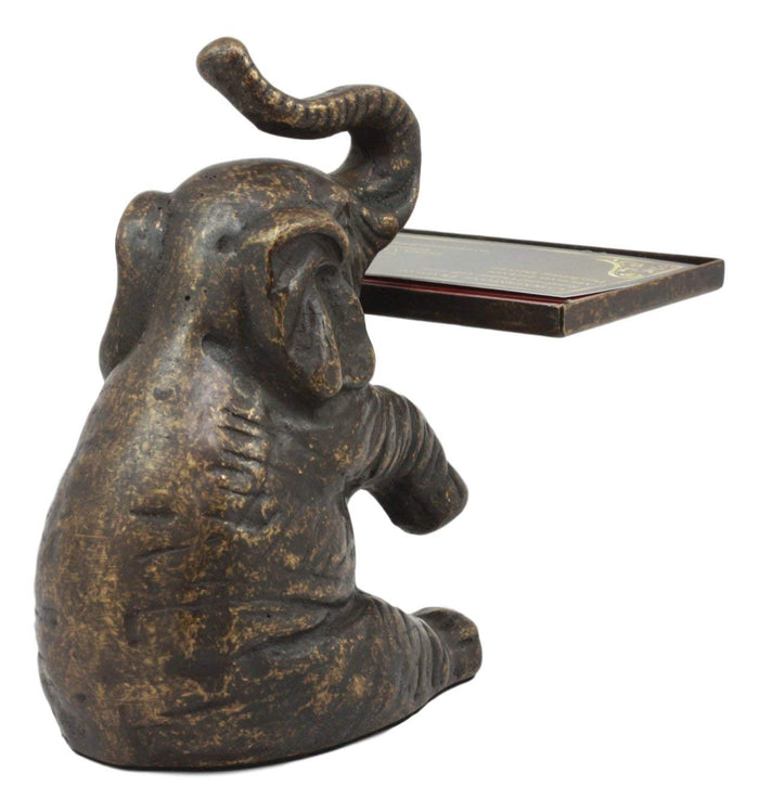 Ebros Gift Ebros Solid Brass Trumpeting Elephant Business Card Holder Statue 5.25"H Pachyderm Art