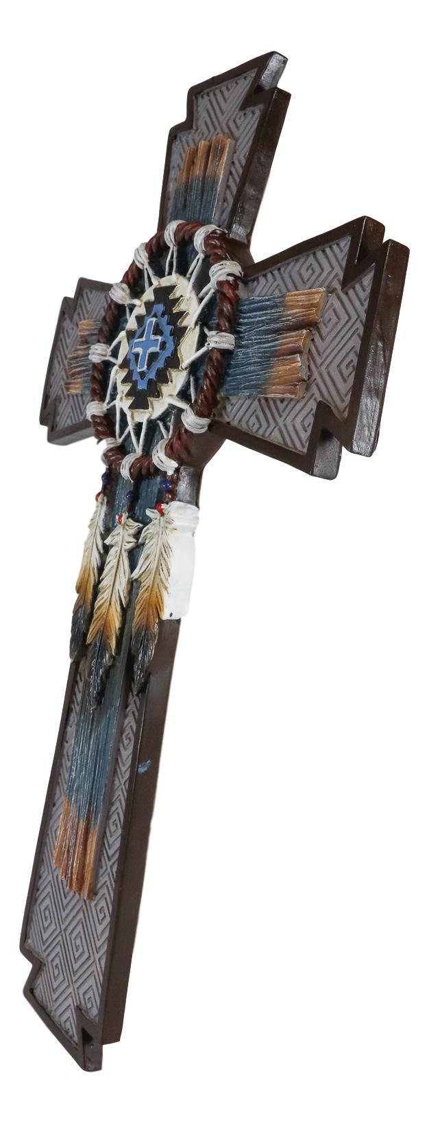 Ebros Gift Ebros Southwest Native Indian Navajo Vector Eagle Feathers Web Dreamcatcher Wall Cross
