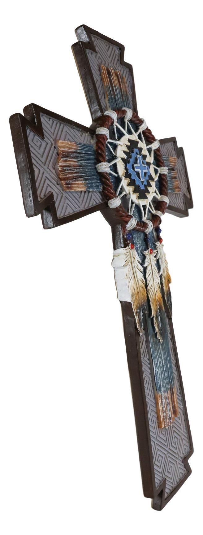Ebros Gift Ebros Southwest Native Indian Navajo Vector Eagle Feathers Web Dreamcatcher Wall Cross