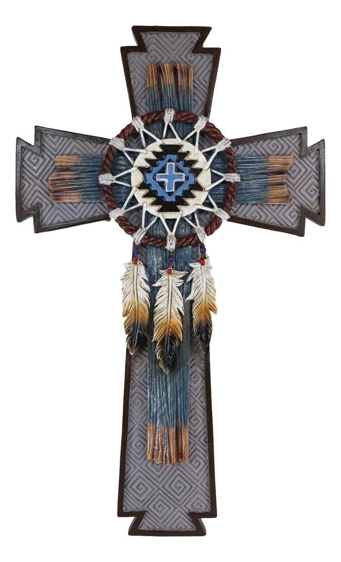 Ebros Gift Ebros Southwest Native Indian Navajo Vector Eagle Feathers Web Dreamcatcher Wall Cross