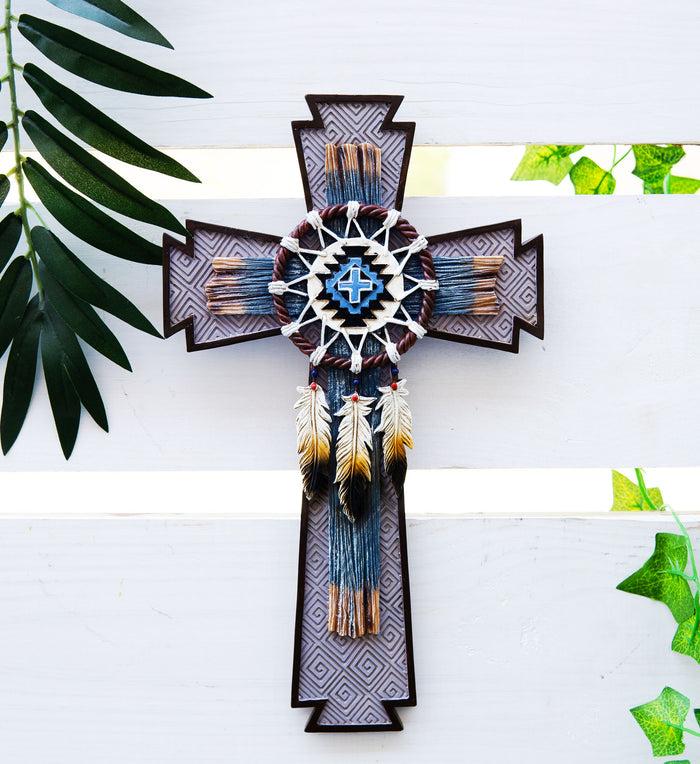 ebros gift Ebros Southwest Native Indian Navajo Vector Eagle Feathers Web Dreamcatcher Wall Cross