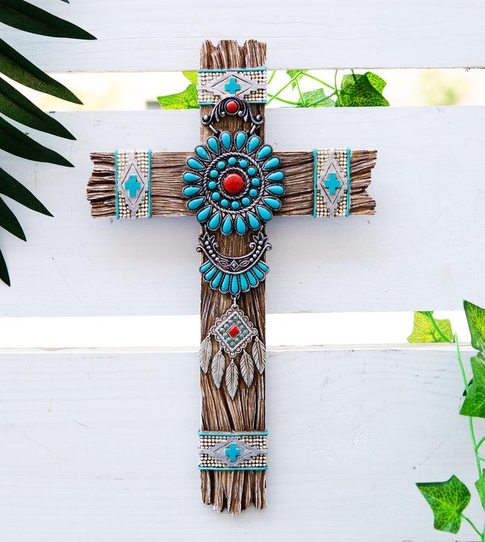 ebros gift Ebros Southwest Native Indian Navajo Vector Turquoise Beads Dreamcatcher Wall Cross