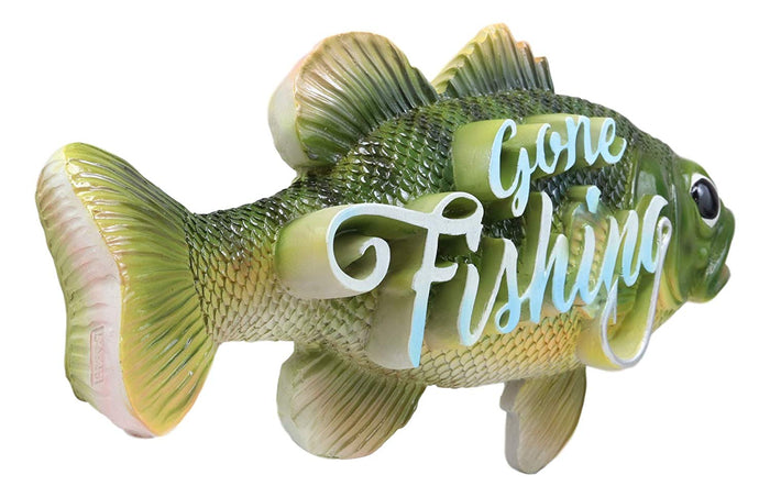Ebros Gift Ebros Southwest Nautical Gone Fishing Sea Bass Fish Hanging Wall Plaque 16.75"L