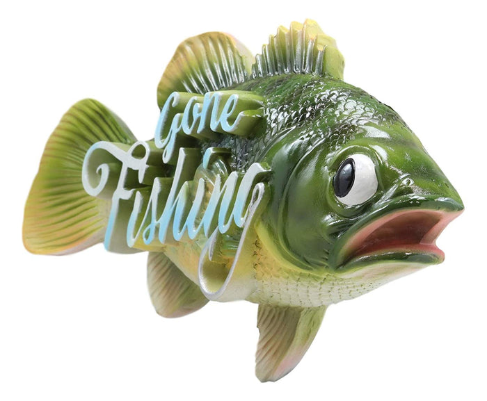 Ebros Gift Ebros Southwest Nautical Gone Fishing Sea Bass Fish Hanging Wall Plaque 16.75"L
