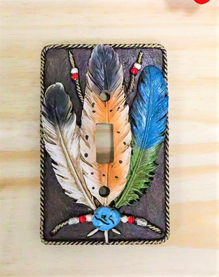 Ebros Gift Ebros Southwestern Tribal 3 Feathers (Single Toggle Switch Cover Set Of 2)
