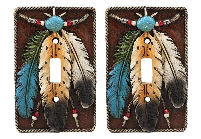 ebros gift Ebros Southwestern Tribal 3 Feathers (Single Toggle Switch Cover Set of 2)