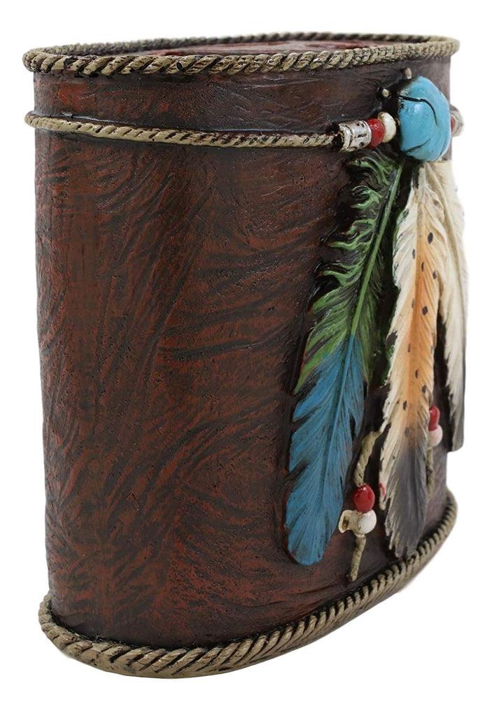 Ebros Gift Ebros Southwestern Tribal 3 Feathers Turquoise Stone And Beads Dream Catcher Design Bathroom Vanity Accent Figurine Decor Accessories (Toothbrush And Toothpaste Holder)