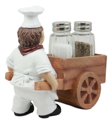 Ebros Gift Ebros Spice A La Carte Chef Pushing Wheelbarrow Cart Salt & Pepper Shakers Holder