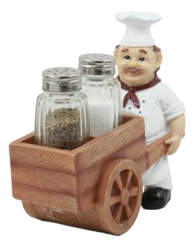 Ebros Gift Ebros Spice A La Carte Chef Pushing Wheelbarrow Cart Salt & Pepper Shakers Holder