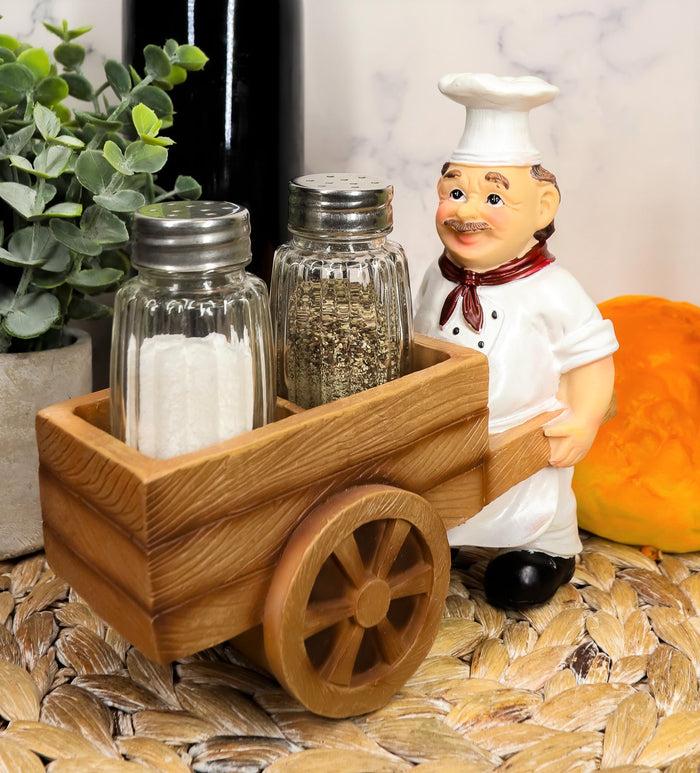 ebros gift Ebros Spice A La Carte Chef Pushing Wheelbarrow Cart Salt & Pepper Shakers Holder
