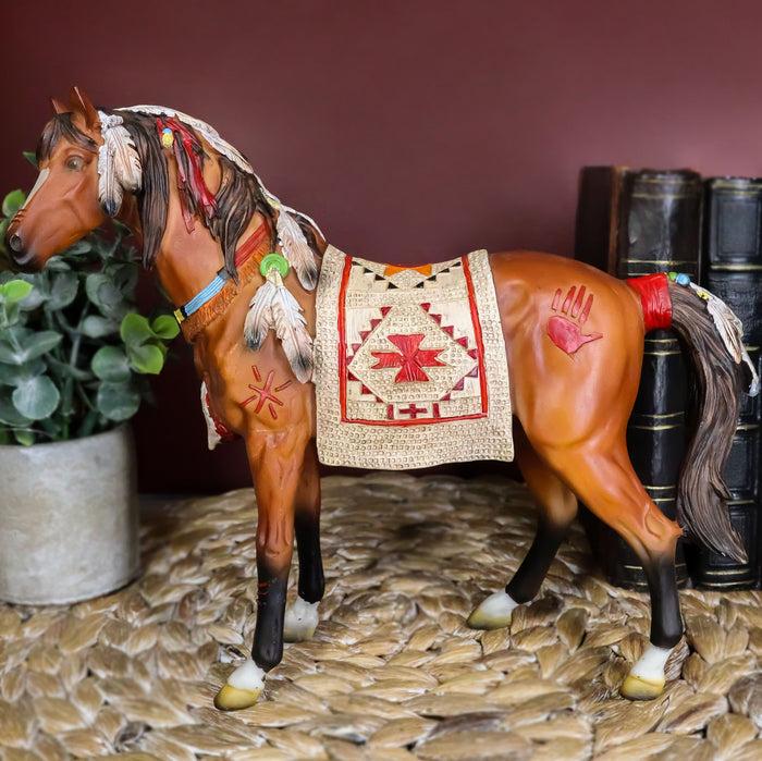 ebros gift Ebros Spirit Horse with Painted Tapestry Saddle Hand Crafted Statue 9.5" Long