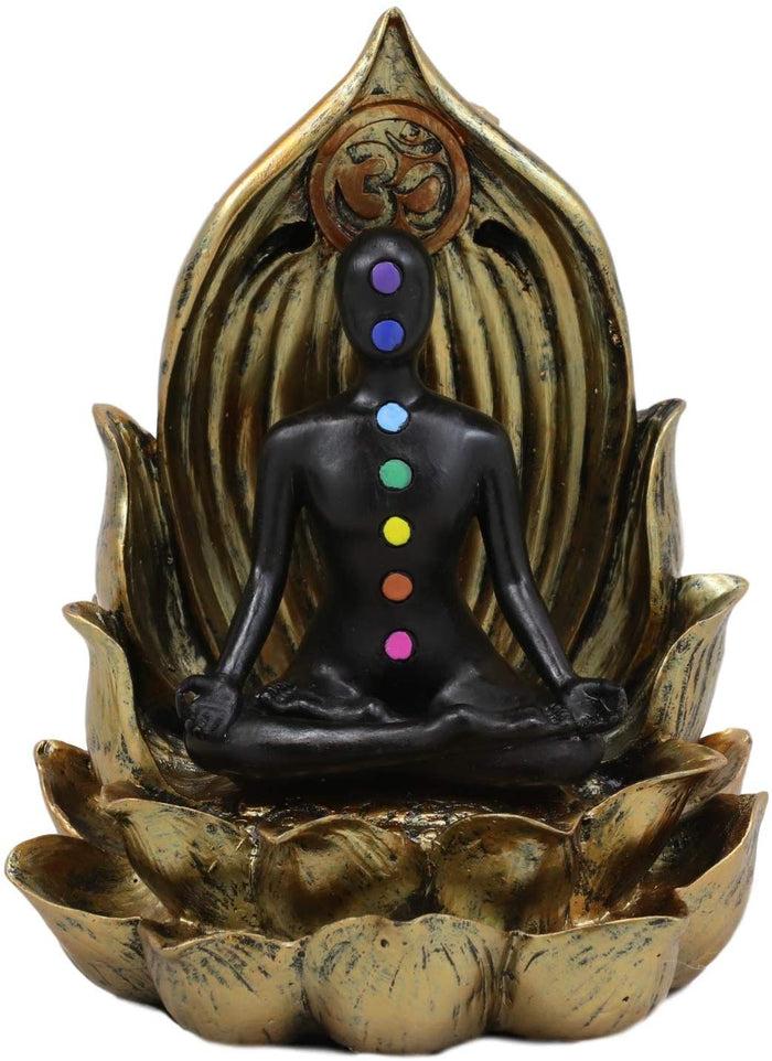 Ebros Gift Ebros Spiritual Harmony Chakra Yoga Backflow Cone Incense Burner Statue 6" Tall