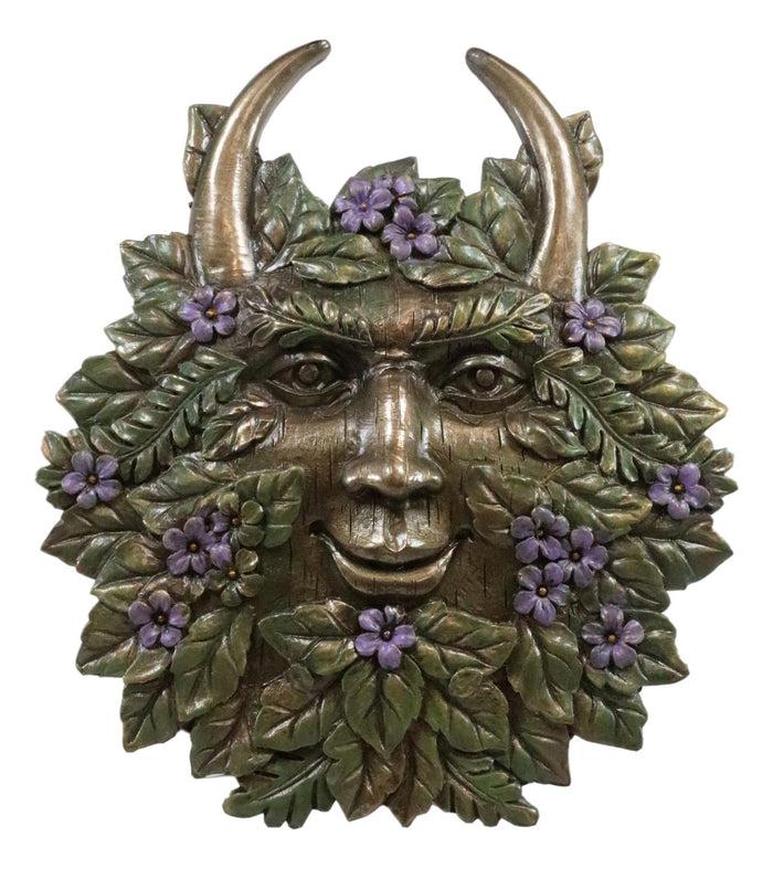 Ebros Gift Ebros Spring Blooms & Blossoms Horned Greenman Pan Wall Decor Plaque Sculpture