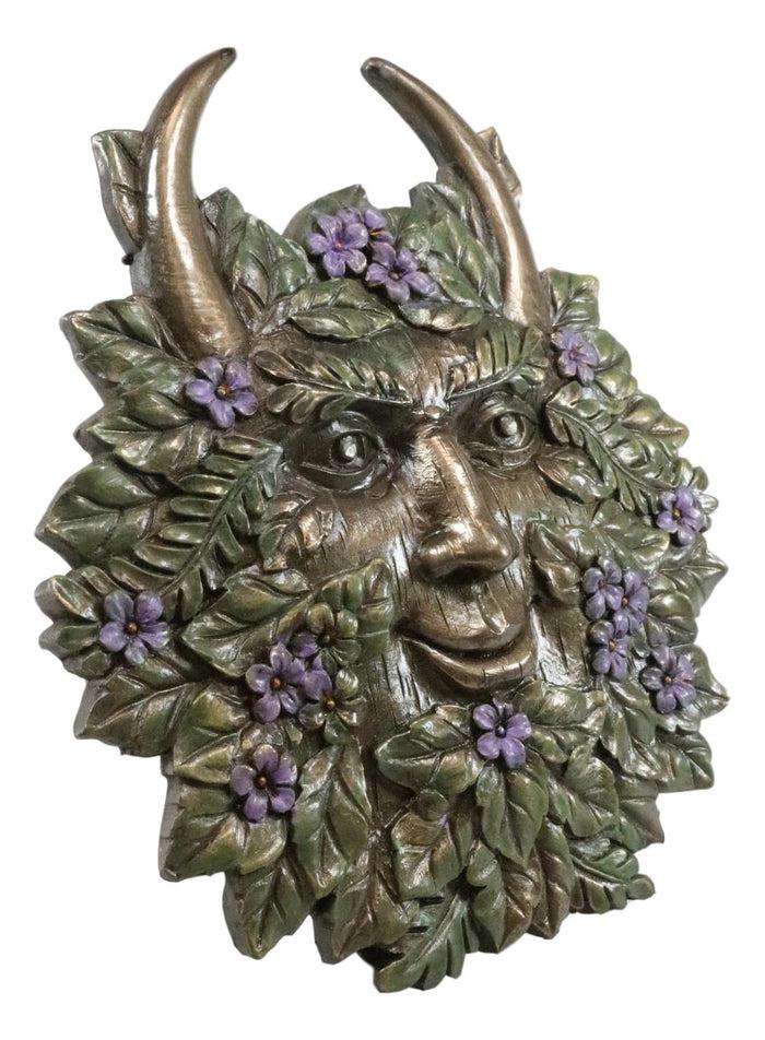Ebros Gift Ebros Spring Blooms & Blossoms Horned Greenman Pan Wall Decor Plaque Sculpture