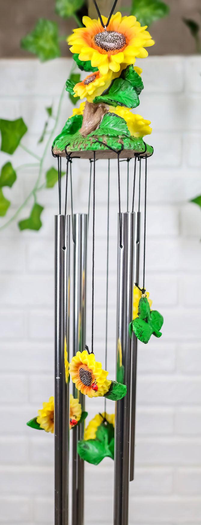 ebros gift Ebros Spring Sunflowers Bloom Resonant Relaxing Wind Chime Patio Garden