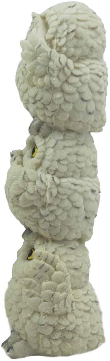 Ebros Gift Ebros Stacked See Hear Speak No Evil Wise Acrobatic Fat Owls Figurine (White)