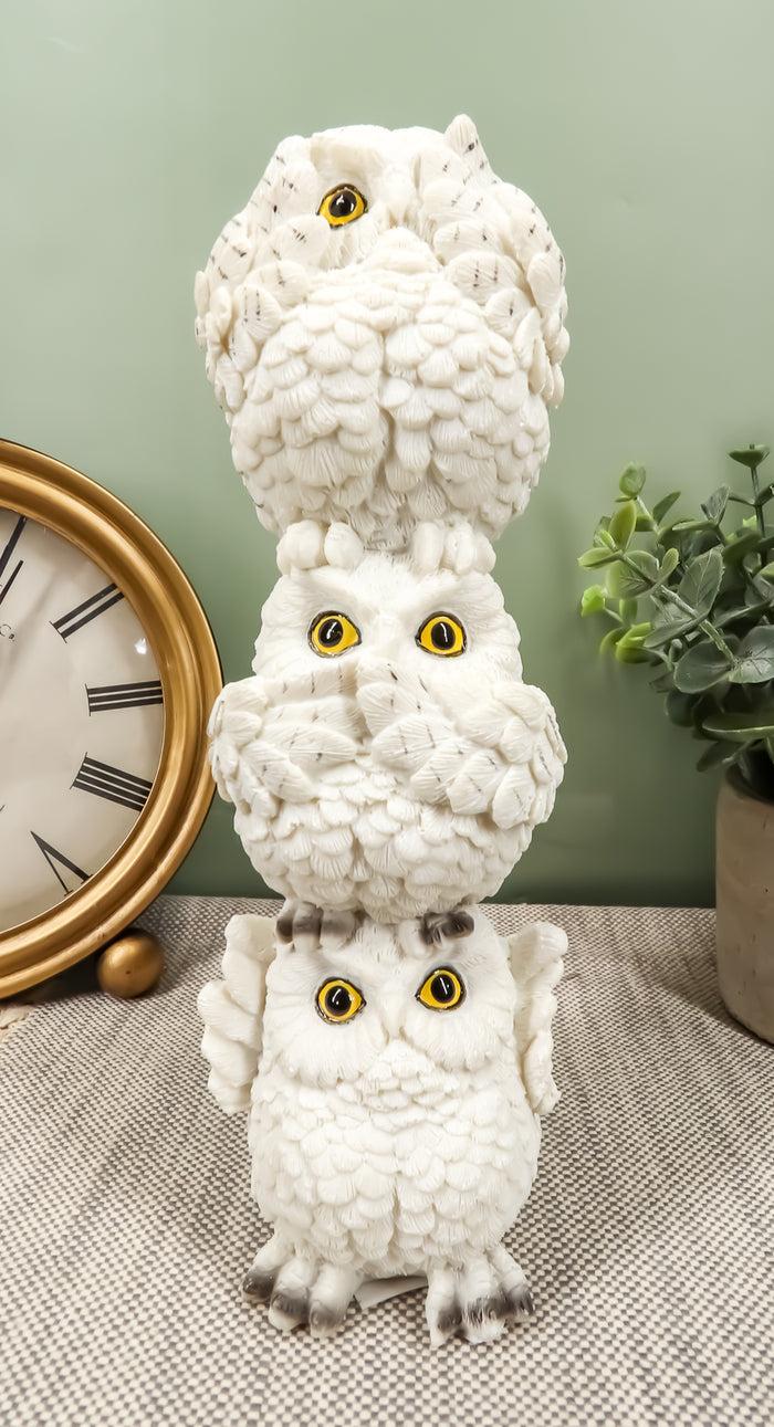 ebros gift Ebros Stacked See Hear Speak No Evil Wise Acrobatic Fat Owls Figurine (White)