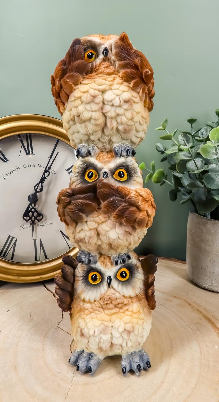 ebros gift Ebros Stacked See Hear Speak No Evil Wise Acrobatic Fat Owls Figurine (Brown)