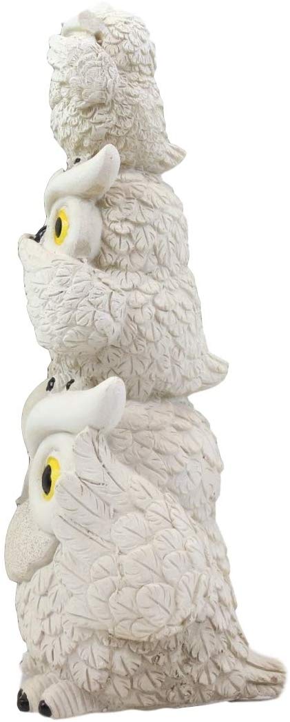 Ebros Gift Ebros Stacked See Hear Speak No Evil Wise Fat Owls Figurine 7.5" Height (Cream)