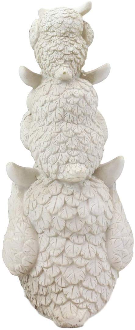 Ebros Gift Ebros Stacked See Hear Speak No Evil Wise Fat Owls Figurine 7.5" Height (Cream)