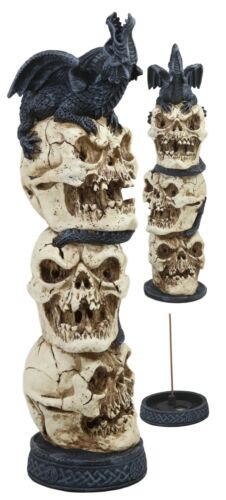 Ebros Gift Ebros Stacked Skulls With Bellowing Totem Dragon Backflow Incense Burner Statue