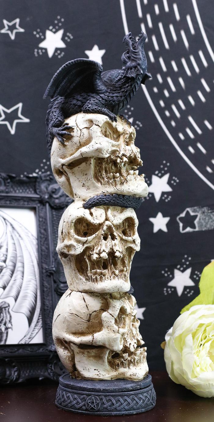 ebros gift Ebros Stacked Skulls With Bellowing Totem Dragon Backflow Incense Burner Statue