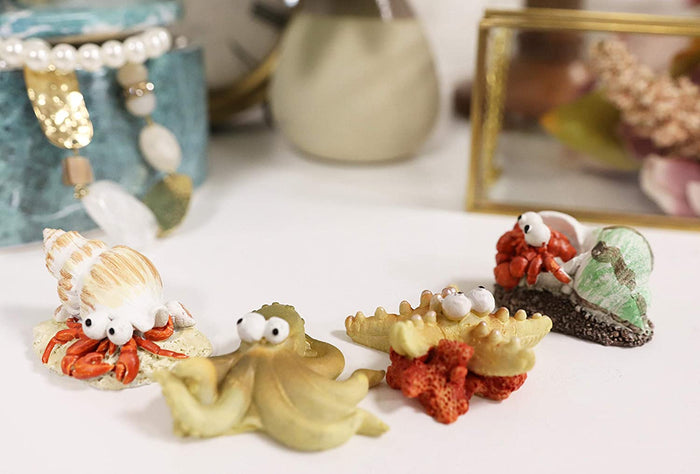 ebros gift Ebros Starfish Octopus and Hermit Crabs Small Miniature Figurines Set of 4