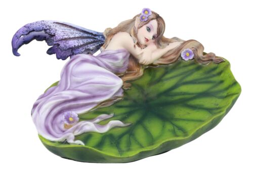 Ebros Gift Ebros Starry Night Lavender Fairy Sleeping On Lily Pad Soap Dish Vanity Decor