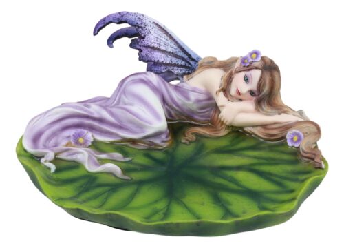 Ebros Gift Ebros Starry Night Lavender Fairy Sleeping On Lily Pad Soap Dish Vanity Decor