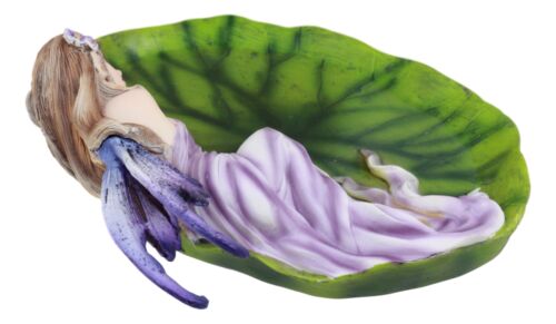 Ebros Gift Ebros Starry Night Lavender Fairy Sleeping On Lily Pad Soap Dish Vanity Decor