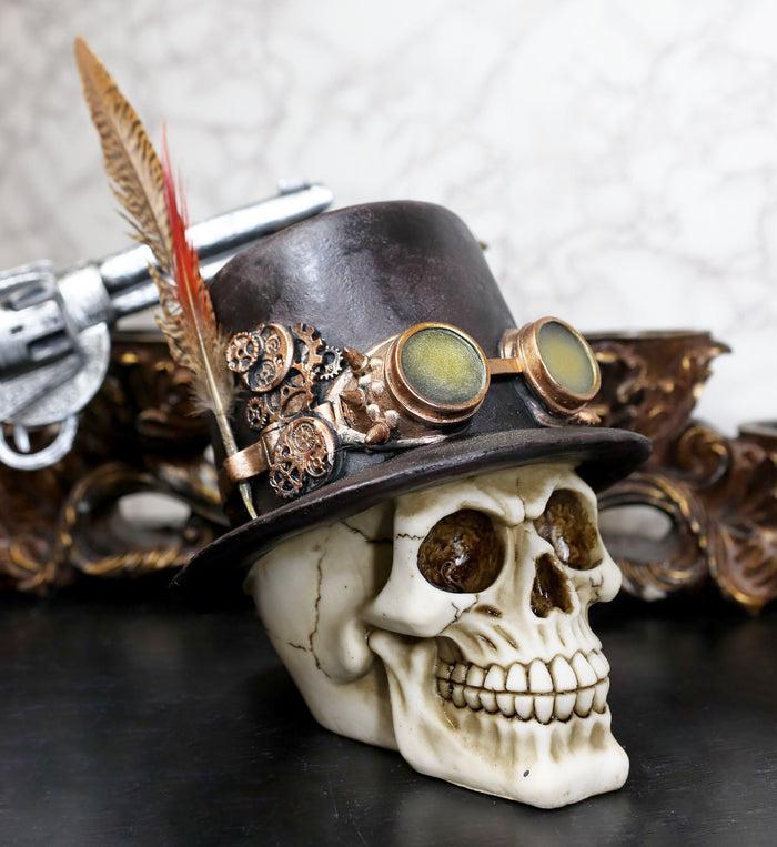 ebros gift Ebros Steampunk Aristocrat With Royal Feather And Aviator Goggles Skull Figurine