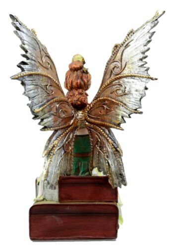 Ebros Gift Ebros Steampunk Burlesque Traveler Fairy Sitting On Suitcases Figurine 9" H Victorian Atlas Globe Faerie With Clockwork Wings (Suitcase Atlas)