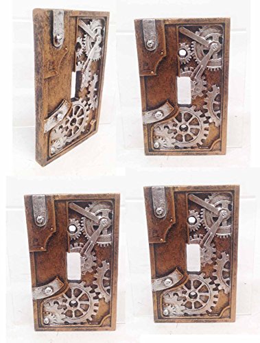 ebros gift Ebros Steampunk Clockwork Gearwork Design Wall Light Switch Plate Set of 4