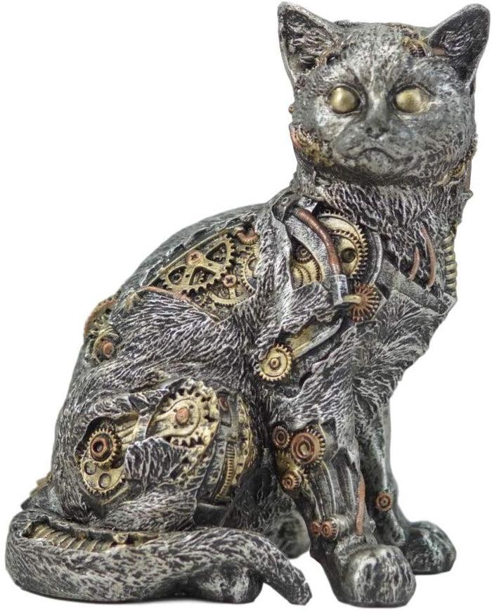 Ebros Gift Ebros Steampunk Cyborg Cat With Clockwork Gears Nuts And Bolts Statue 8" Tall