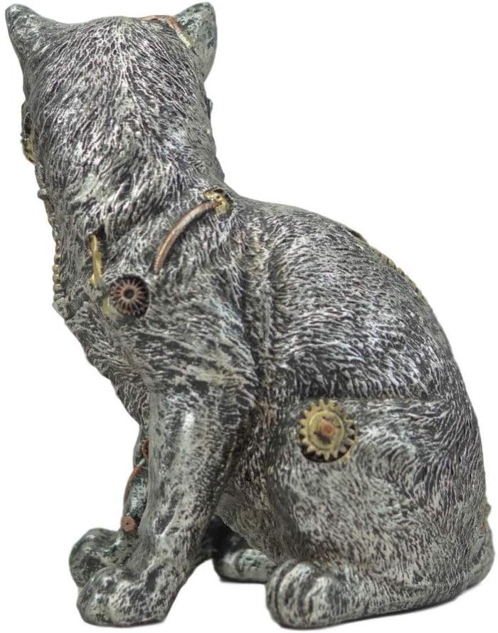 Ebros Gift Ebros Steampunk Cyborg Cat With Clockwork Gears Nuts And Bolts Statue 8" Tall