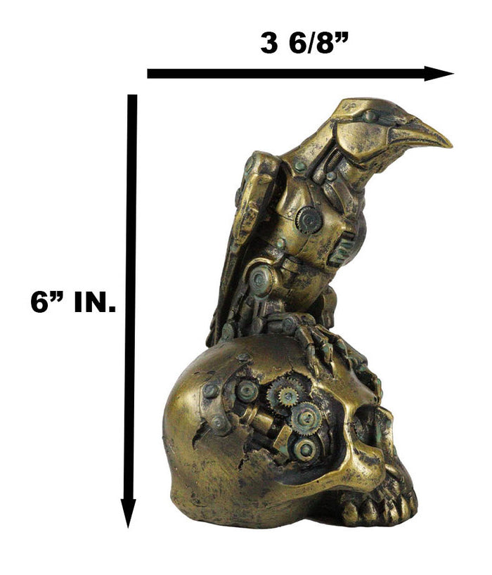 Ebros Gift Ebros Steampunk Cyborg Scavenger Crow Raven On Rusted Robotic Skull Statue Decor