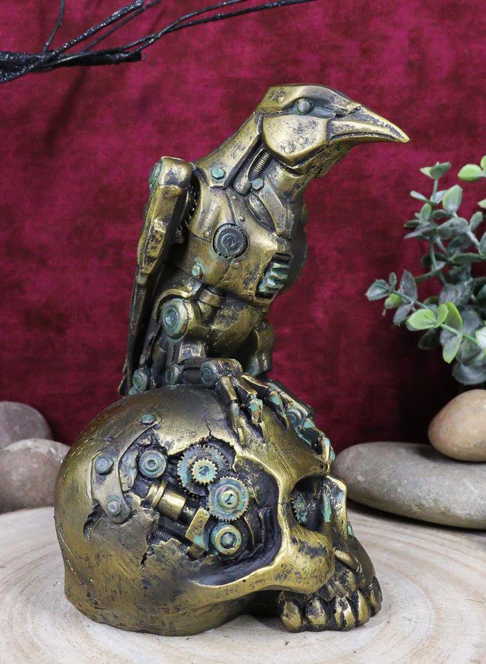 ebros gift Ebros Steampunk Cyborg Scavenger Crow Raven On Rusted Robotic Skull Statue Decor