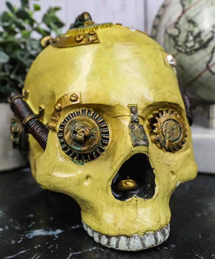 ebros gift Ebros Steampunk Design Human Skull Statue Sci-Fi 7.5"L Figurine
