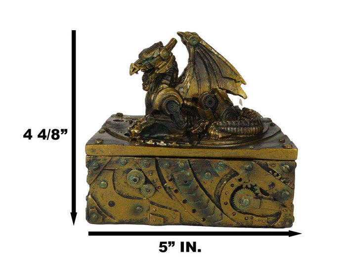 Ebros Gift Ebros Steampunk Dragon Jewelry Box Vintage Cyborg Dragon Decorative Box
