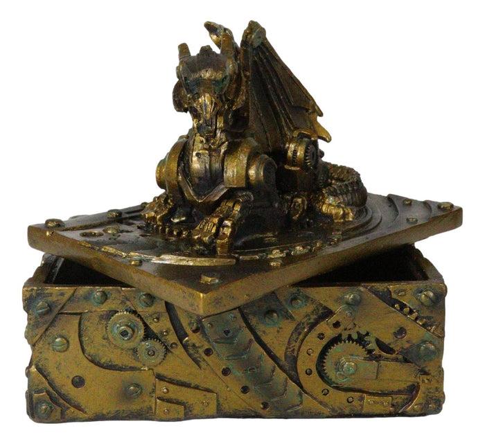 Ebros Gift Ebros Steampunk Dragon Jewelry Box Vintage Cyborg Dragon Decorative Box