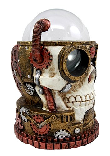 Ebros Gift Ebros Steampunk Electric Plasma Laser Static Storm Ball Skull Decor Lamp 7" H