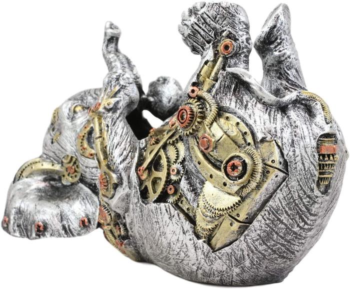Ebros Gift Ebros Steampunk Elephant Wine Bottle Holder Figurine 9" L With Painted Gearwork