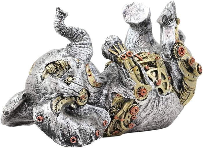 Ebros Gift Ebros Steampunk Elephant Wine Bottle Holder Figurine 9" L With Painted Gearwork