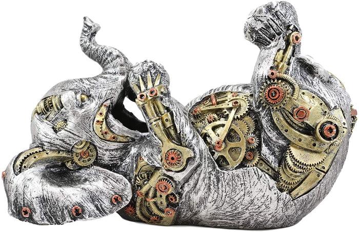 Ebros Gift Ebros Steampunk Elephant Wine Bottle Holder Figurine 9" L With Painted Gearwork