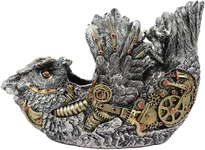 Ebros Gift Ebros Steampunk Great Horned Owl Wine Bottle Holder With Painted Gearwork